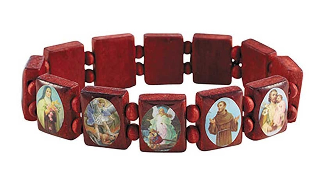 Square Panels Devotional Saints Bracelet Etsy