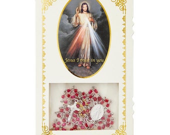 Divine Mercy Rosary With Window Holy Card Set