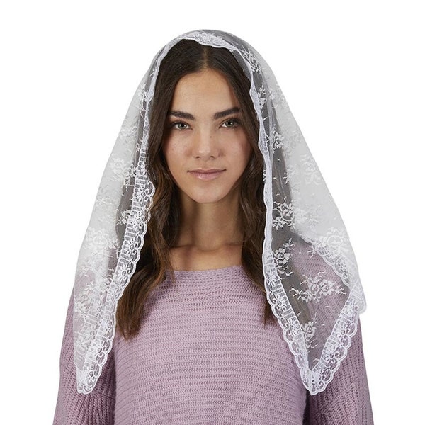 White Lace Traditional Chapel Veil