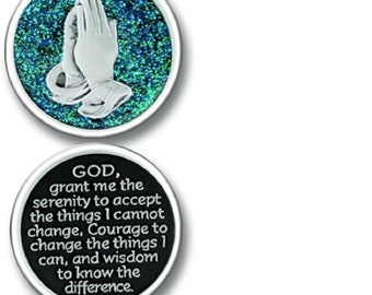 Serenity Prayer Enamel Pocket Token - 1 1/4" Diameter - Met Organza Tas