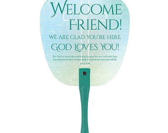 Welcome To Church Hand Fan With Lord's Prayer- 6-3/4 x 11-1/4"