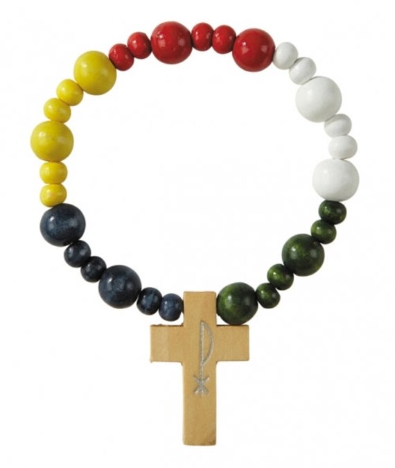 Colorful Wood Rosary Bracelet Etsy