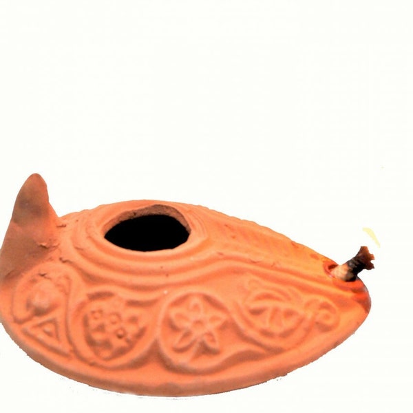 Byzantine Clay Bible Lamp- Early Christian Lamp Replica - Imported From Holy Land