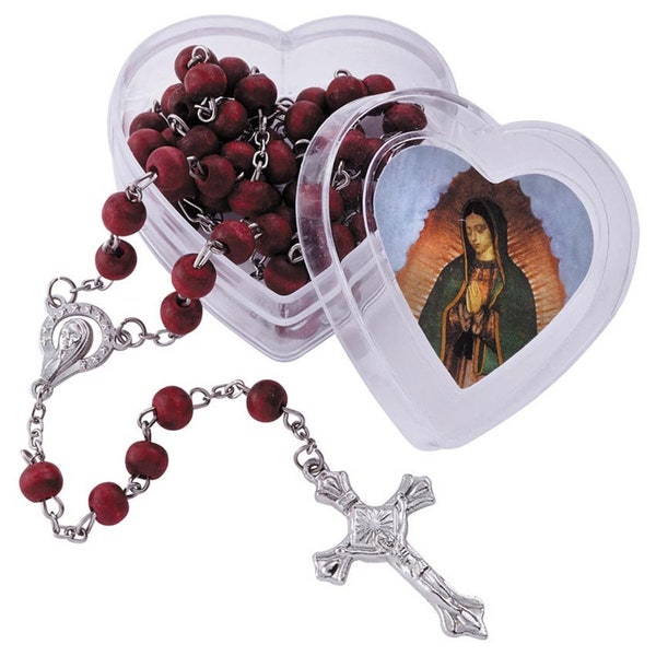 Our Lady of Guadalupe Rose Scented Rosary with Heart Case