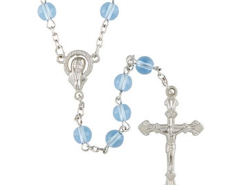 Blue Glass Bead Rosary