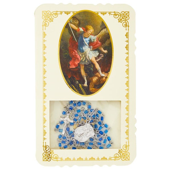 St. Michael Rosary With Window Holy Card Set