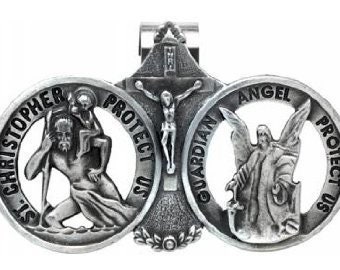 St. Christopher and Guardian Angel Visor Clip