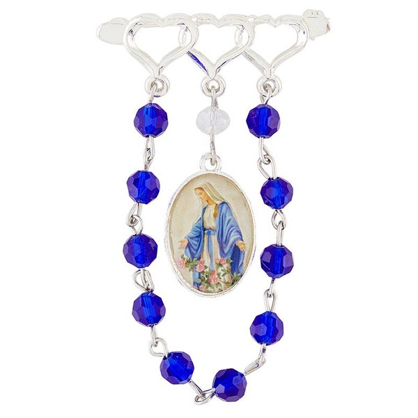 Our Lady of Grace Rosary  Brooch - Lapel Pin - With Gift Bag