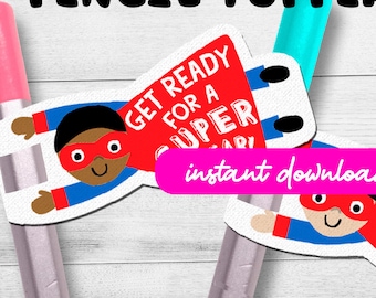 Super Hero Pencil Topper zum selbst Ausdrucken // Die Lehrerin treffen die Lehrer // Geschenk zum Tag der offenen Tür DIGITAL DOWNLOAD