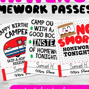 Happy Birthday Printable Homework Pass Cupcake Theme Digital Etsy