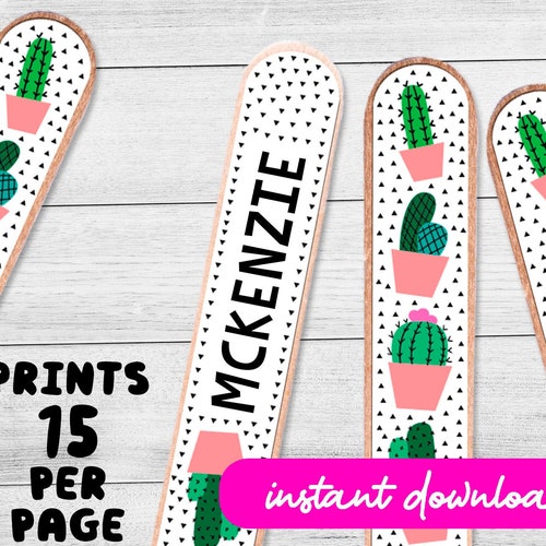 Organizing Tags Printable Cactus Tags Classroom Tags Coat hook Tags Teacher tools