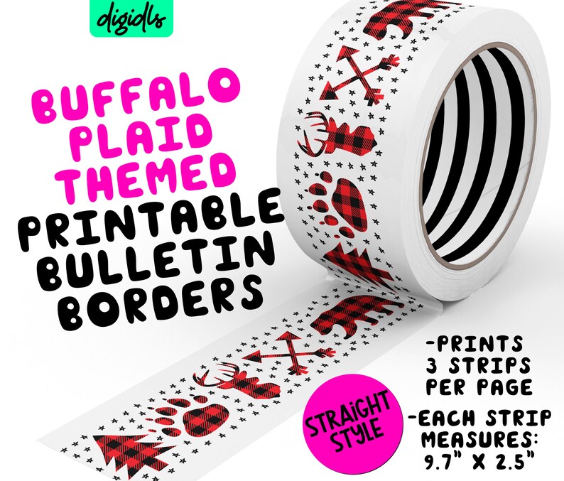 Buffalo Plaid Bulletin Borders // Printable Bulletin Board | Etsy