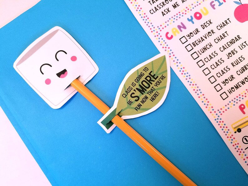 Printable Pencil Topper Camping S'mores theme // Meet the Etsy