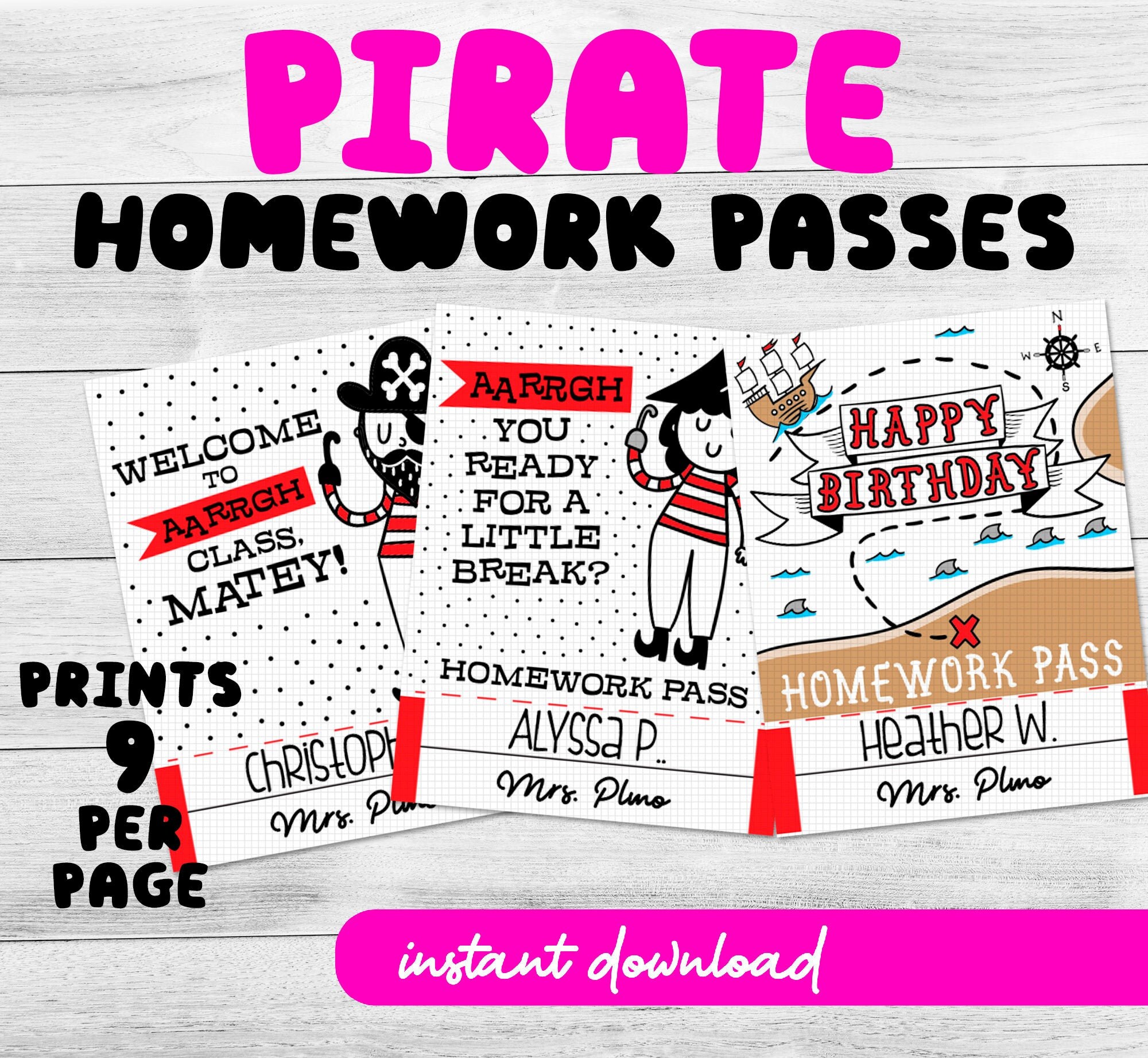 Pirate Themed Homework Passes And Welcome To Class Printables Etsy Pirate Themed Homework Passes And Welcome To Class Printables Etsy