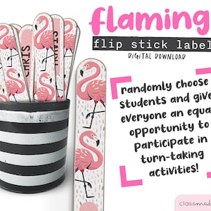 Flamingo Flip Stick Labels (Alternate Version) // for Teachers // DIGITAL DOWNLOAD