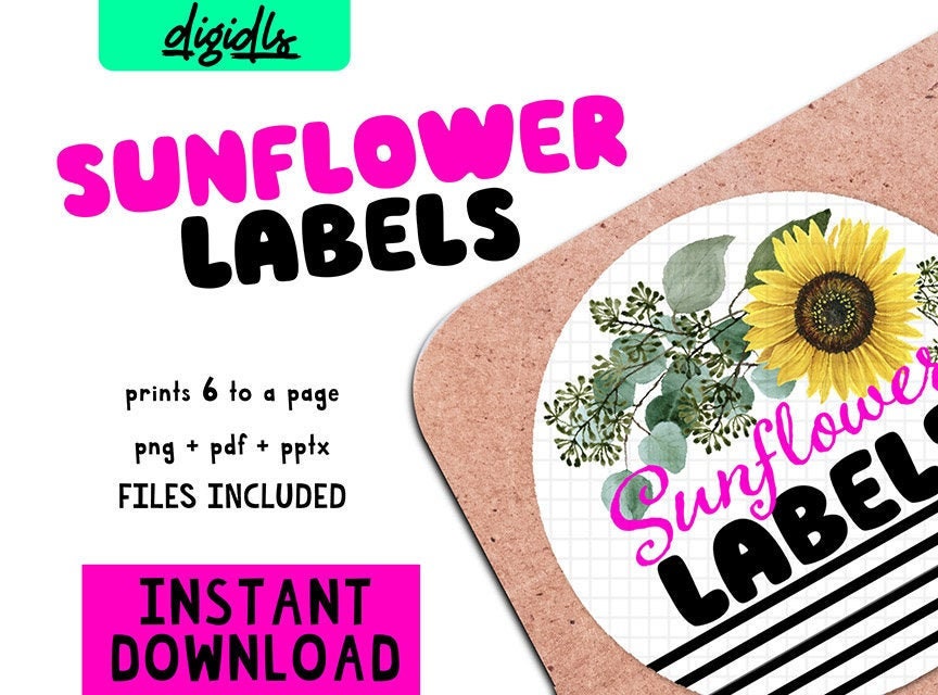 Sunflower Sticker Label Printable Sunflower Labels (editable) - Etsy