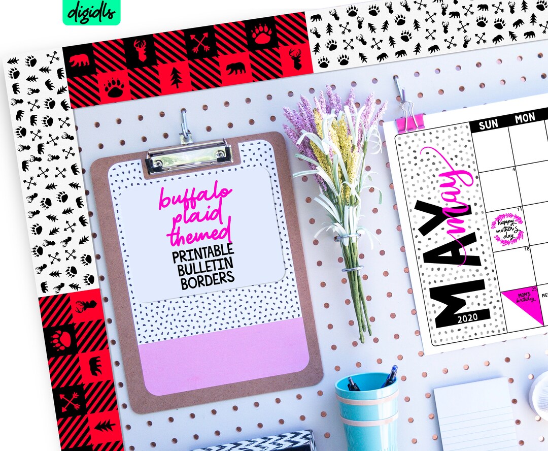 Buffalo Plaid Bulletin Borders // Printable Bulletin Board - Etsy