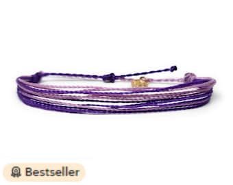 Purple Lillies, By Mabuhay Bracelets® | Bright Bracelet - 100% Waterproof and Handmade w/Coated Charm, Adjustable Band