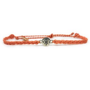 Pulsera de brújula impermeable hecha a mano, dije de hilo recubierto de cera ajustable