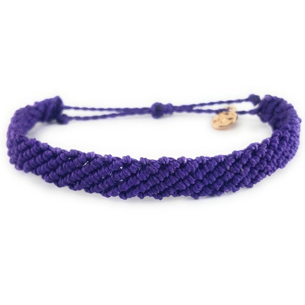 Purple Multi Braided, By Mabuhay Bracelets® | Bright Bracelet - 100% Waterproof and Handmade w/Coated Charm, Adjustable Band