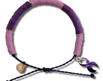 Pancreatic Cancer Awareness Bracelets, In Support of Loved Ones Battling Cancer, Fund Raising, Gift for her, Gift for him, Fits all, Unisex