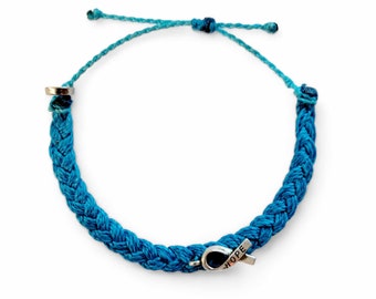 Tarheel Blue, And White Prostate Cancer Support Paracord Bracelet That