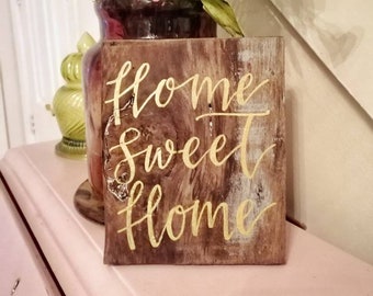 Reclaimed Wood 'home sweet home' decor - new home gift - first house presents - acrylic on wood art, rustic wood house gift