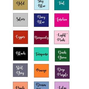 May include: A color chart titled "Paint Colours" displays a variety of paint swatches. Colors include gold, sky blue, teal, silver, navy blue, fuchsia, copper, burgundy, light pink, black, turquoise, dark green, steel grey, orange, deep purple, peach, denim blue, and lilac.