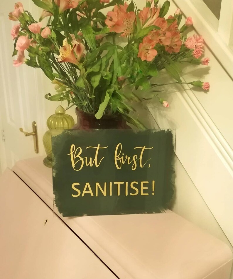 clear please use sanitizer sign Be wise sanitize acrylic sign Spread love not germs wedding sign covid wedding sign