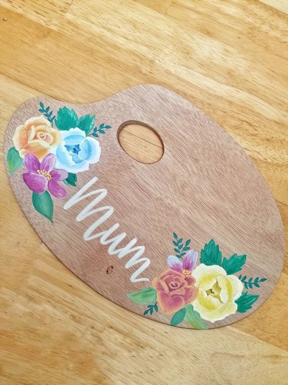 Hand-Painted Personalized Palette: Custom Floral Art Palette