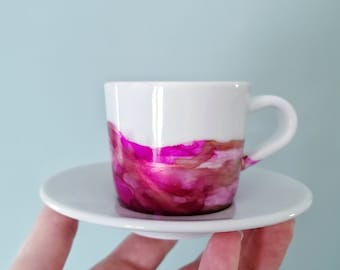Hand-painted marbled espresso cup - pretty personalised cup - alcohol ink art mug - coffee lovers gift - unique coffee mug gift