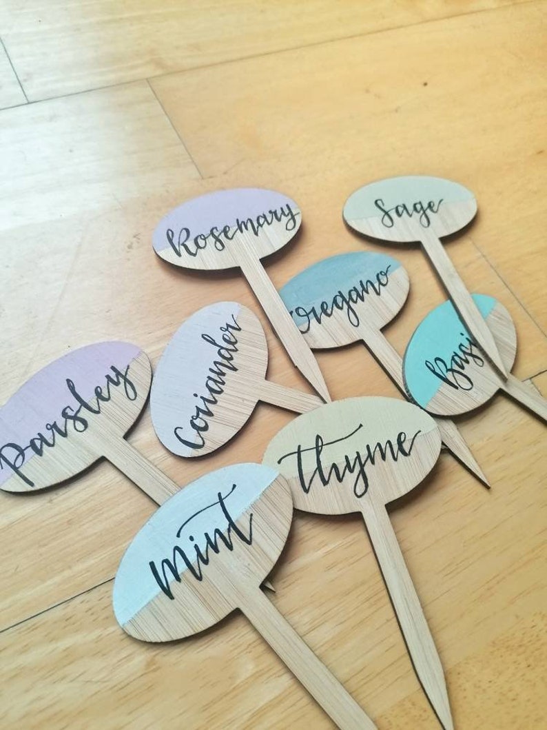 Colourful Plant Labels Cute Wooden Plant Names Pretty Etsy