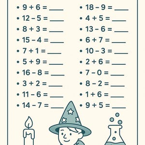 Math Wizard - Set #001 (basic math questions for kids) Learning Resource