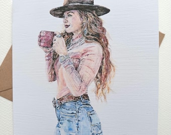 Carte de voeux de cow-girl