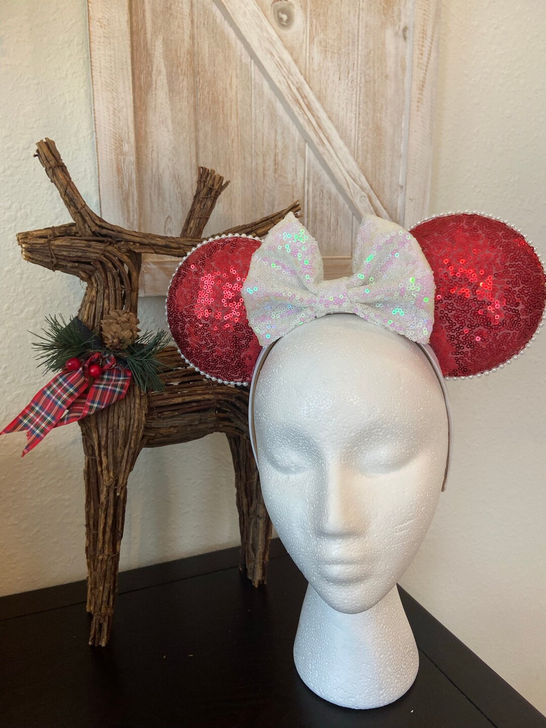 Christmas Mickey/minnie Ears Etsy