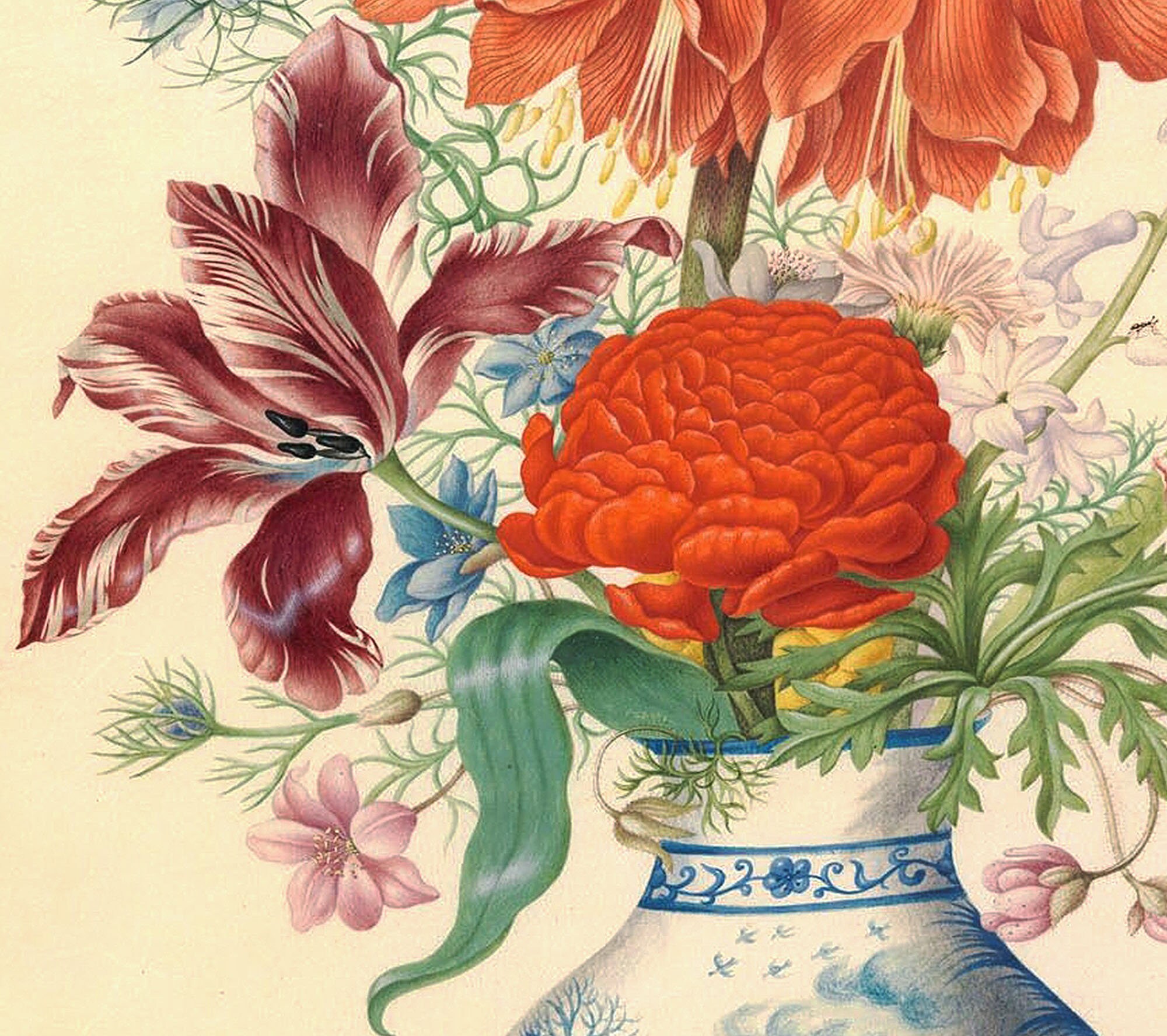 Flowers in Vase Art Chinoiserie Vase Print Colorful Wall Etsy