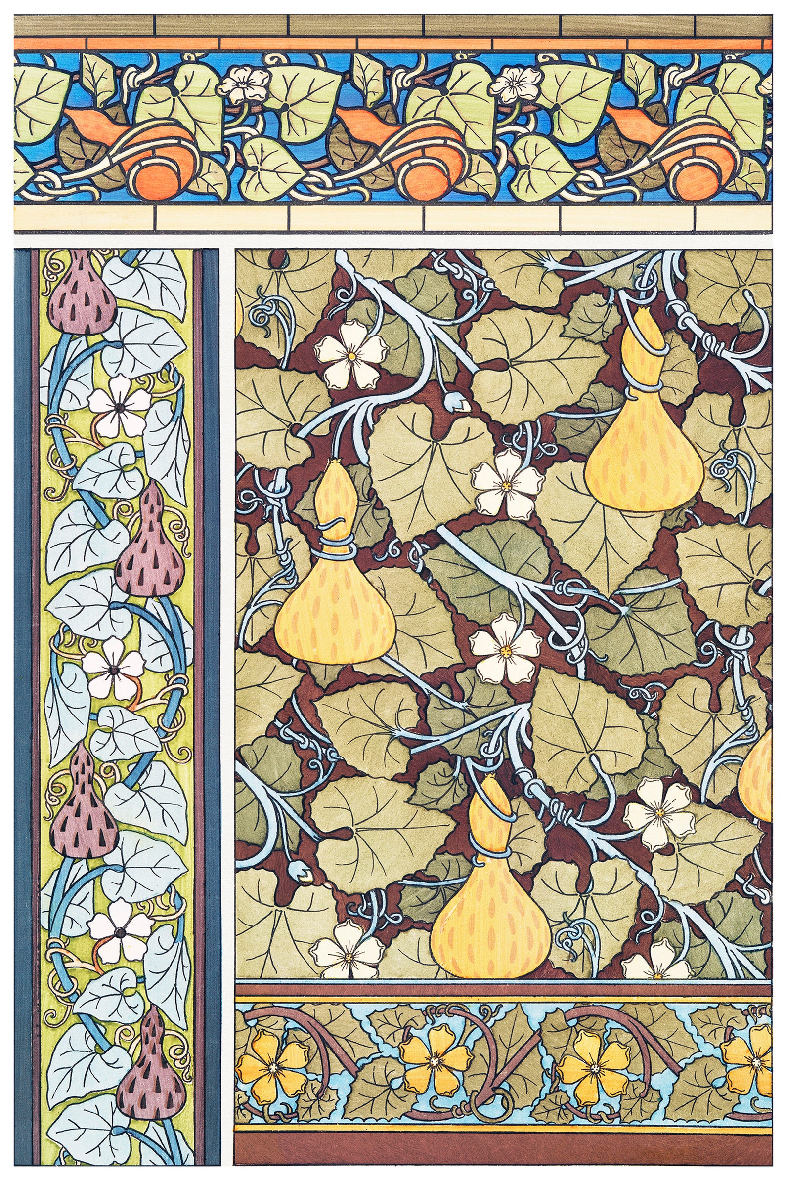 Art Nouveau Floral Print Colorful Wall Art Fall Wall Decor Etsy