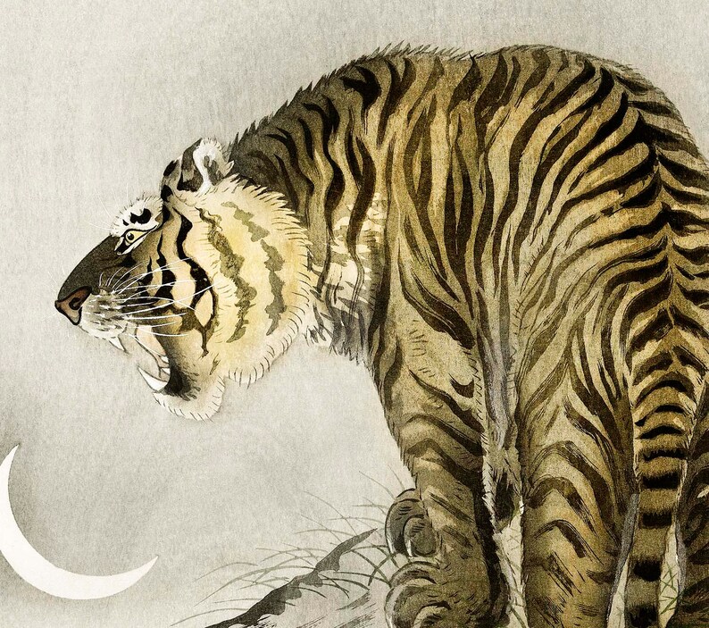 Japanese Tiger Art Print Japanese Wall Art Asian Tiger Etsy
