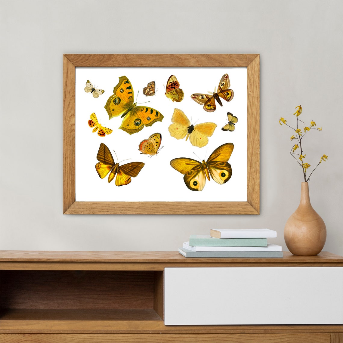 Yellow butterfly print Butterfly wall art Butterfly poster Etsy