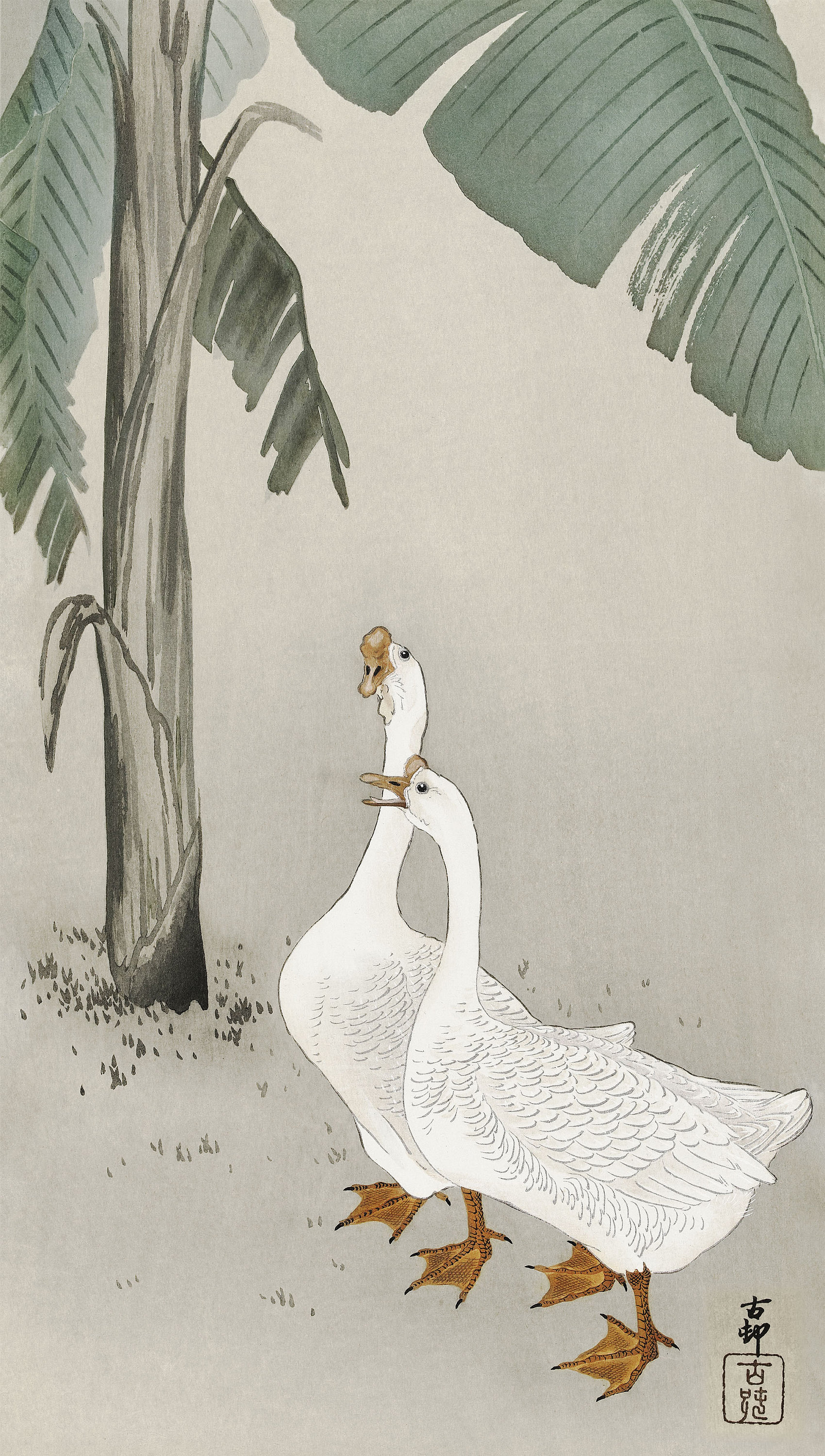 Goose print Bird print set of 2 Geese art print Japanese Etsy