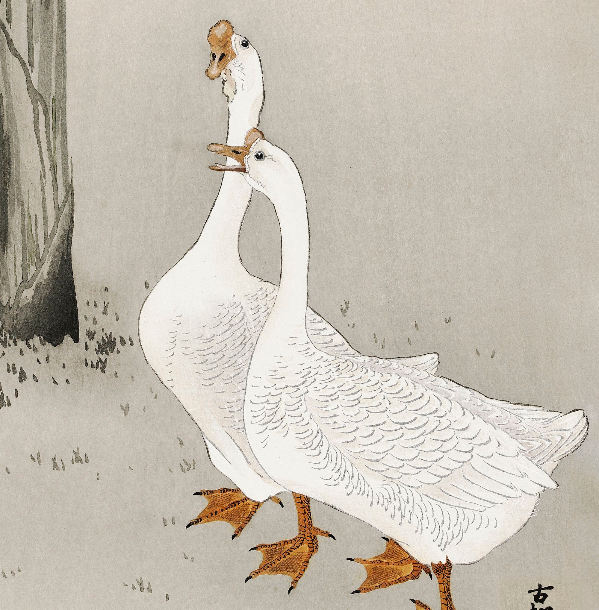 Goose print Bird print set of 2 Geese art print Japanese Etsy