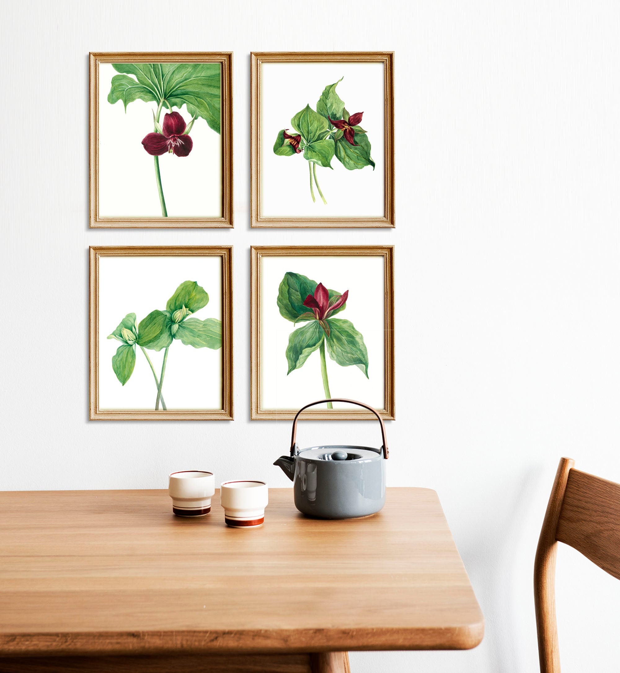 Trillium print Wildflower prints Vintage botanical wall art Etsy