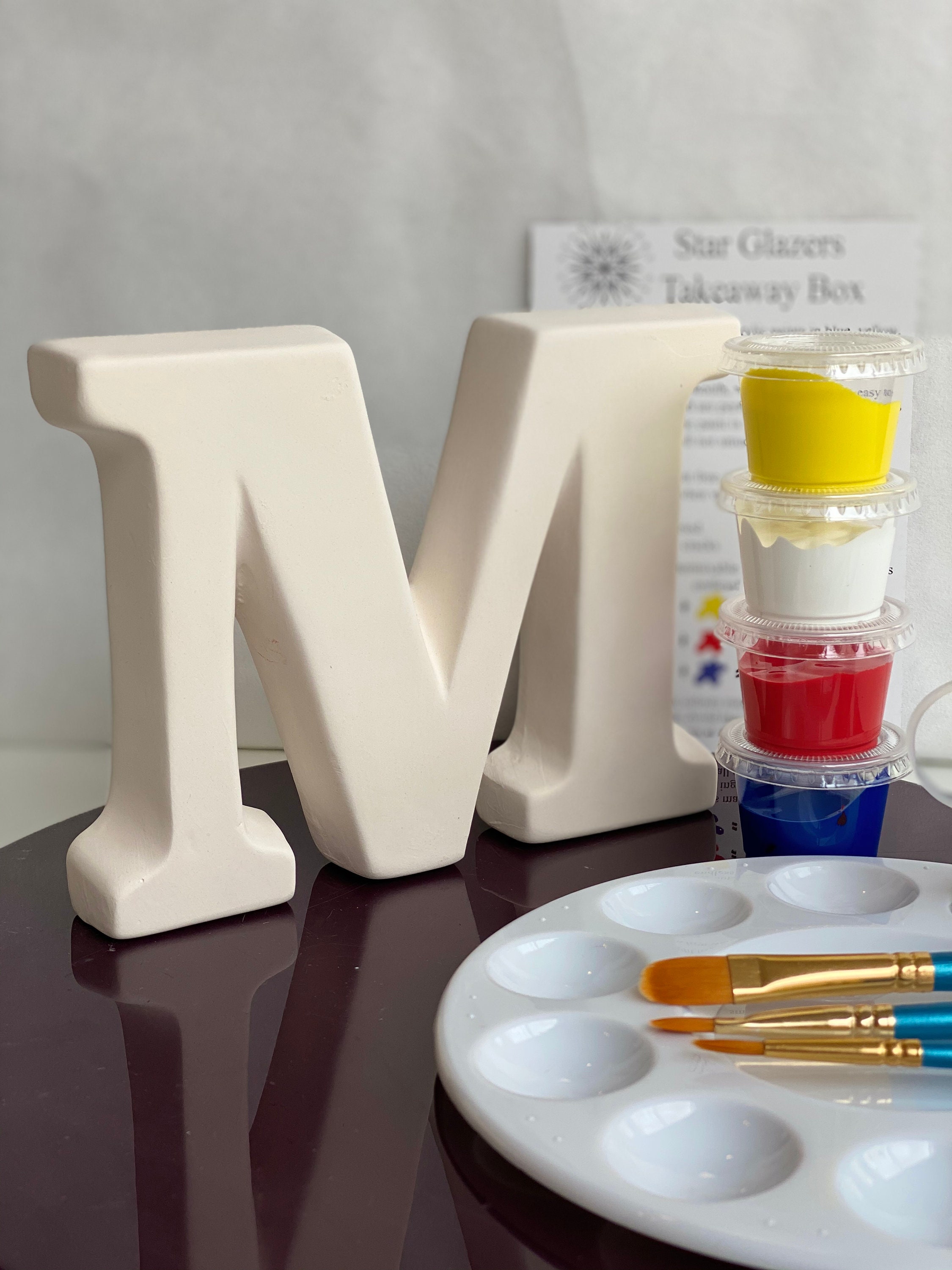 Ceramic Alphabet letter painting kit. Letter 'M' Etsy