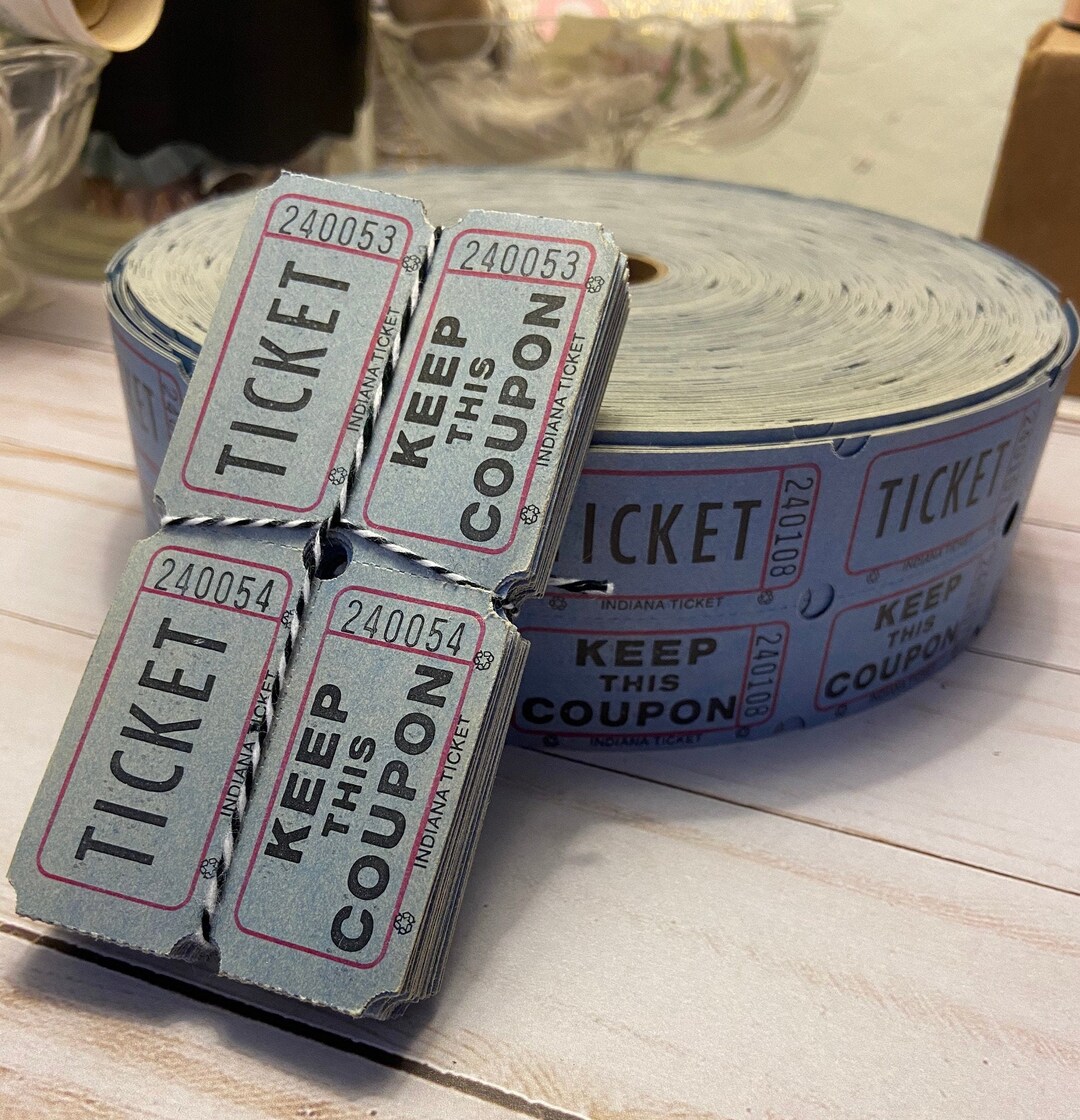 Old Raffle Tickets 50 Pc Vintage Blue Double Raffle Tickets/ Vintage Paper Junk Journal ...