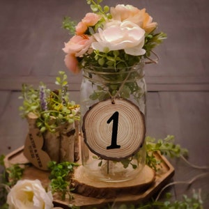 Wood Table number, wooden, wood and twine, centerpiece for mason jar quart, wedding, shower, party favor, rustic, nature, unique