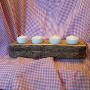 Cedar Four Hole Rustic Candle Holder with Two Hole Taper Option 1/2 Bark