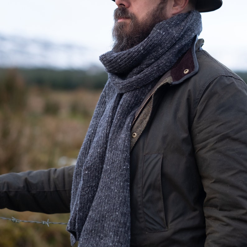 Knit Wool Scarf Mens Scarf Irish Tweed Scarf Merino Wool Etsy
