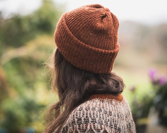 Merino Wool Hat, Fishermans ribbed beanie, Unisex Knit hat