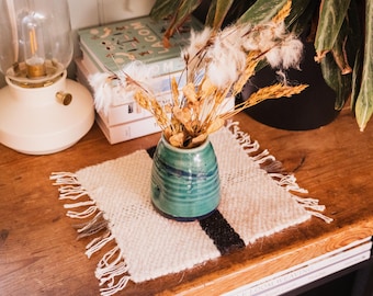 Handwoven Irish Wool Mug Rug: Rustic Cottage Coaster