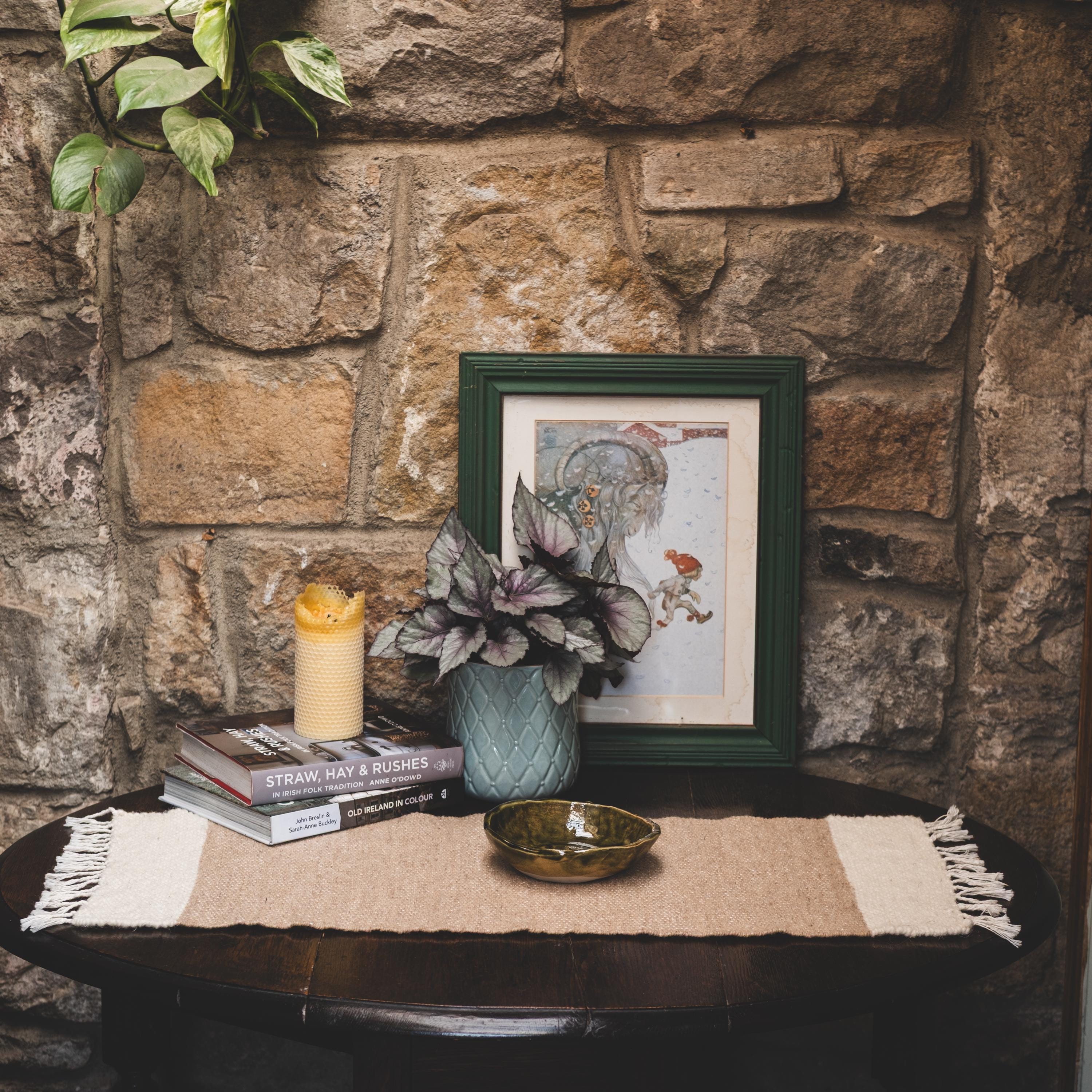 Handwoven Wool Table Runner: Rustic Irish Cottage Decor